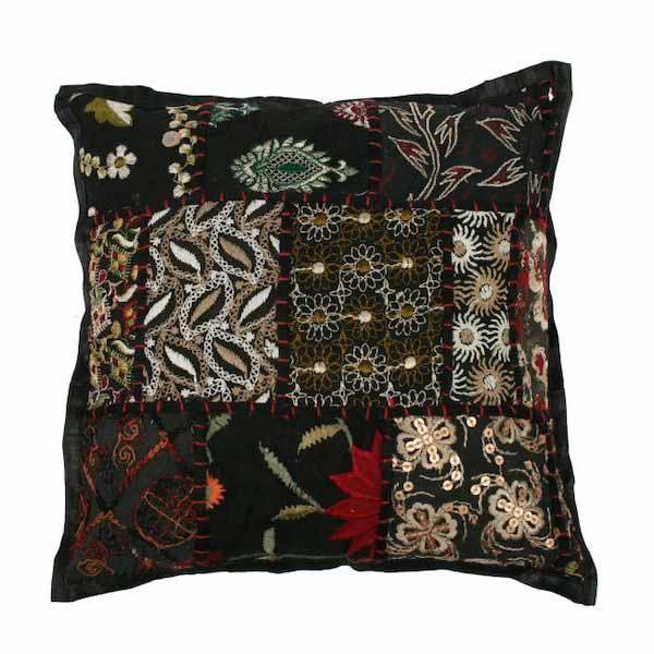 Kussentje India Patchwork zwart 30x30cm - Image 3