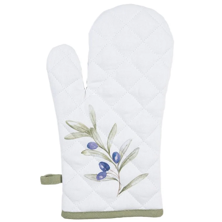 Ovenhandschoen Olijven Katoen wit 30x18cm - Image 3