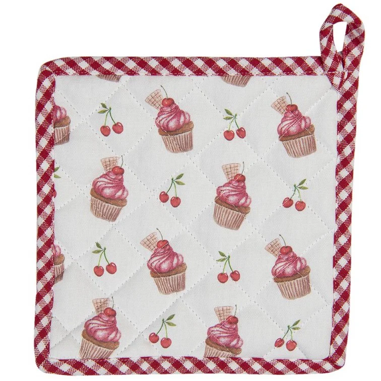 Pannenlap Cupcakes Katoen wit-rood 20x20cm - Image 3